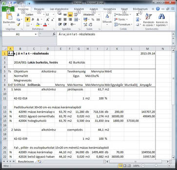 KöVeT - Építőipari KöltségVeTés készítés - Árajánlat részletezés - Excel